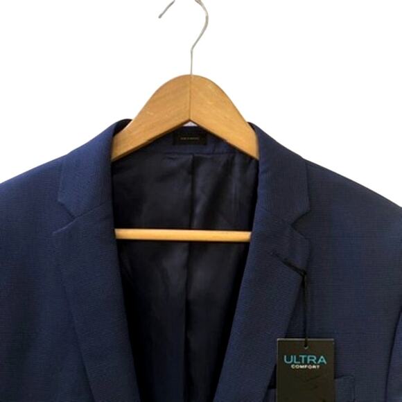 JF J Ferrar Ultra Comfort Super Slim Blue Houndstooth Stretch Blazer 42R Party - Picture 6 of 11